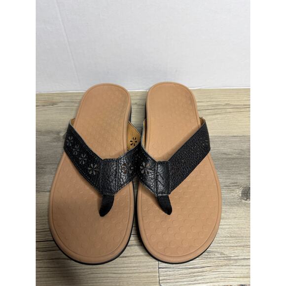 Vionic Women's Shona Sandals Flip Flops Supportive Comfort Toe Post Leather Sz 8 - Picture 2 of 6